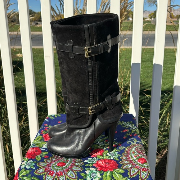 Cole Haan Shoes - Cole Haan Nike Air Black Leather and Suede Size 7 Heeled Boots